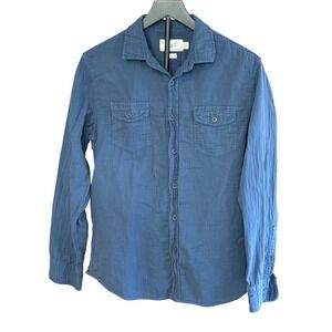 Grayers Clothiers Mens Medium Blue Double Cloth Cotton Button Down Shirt Indigo